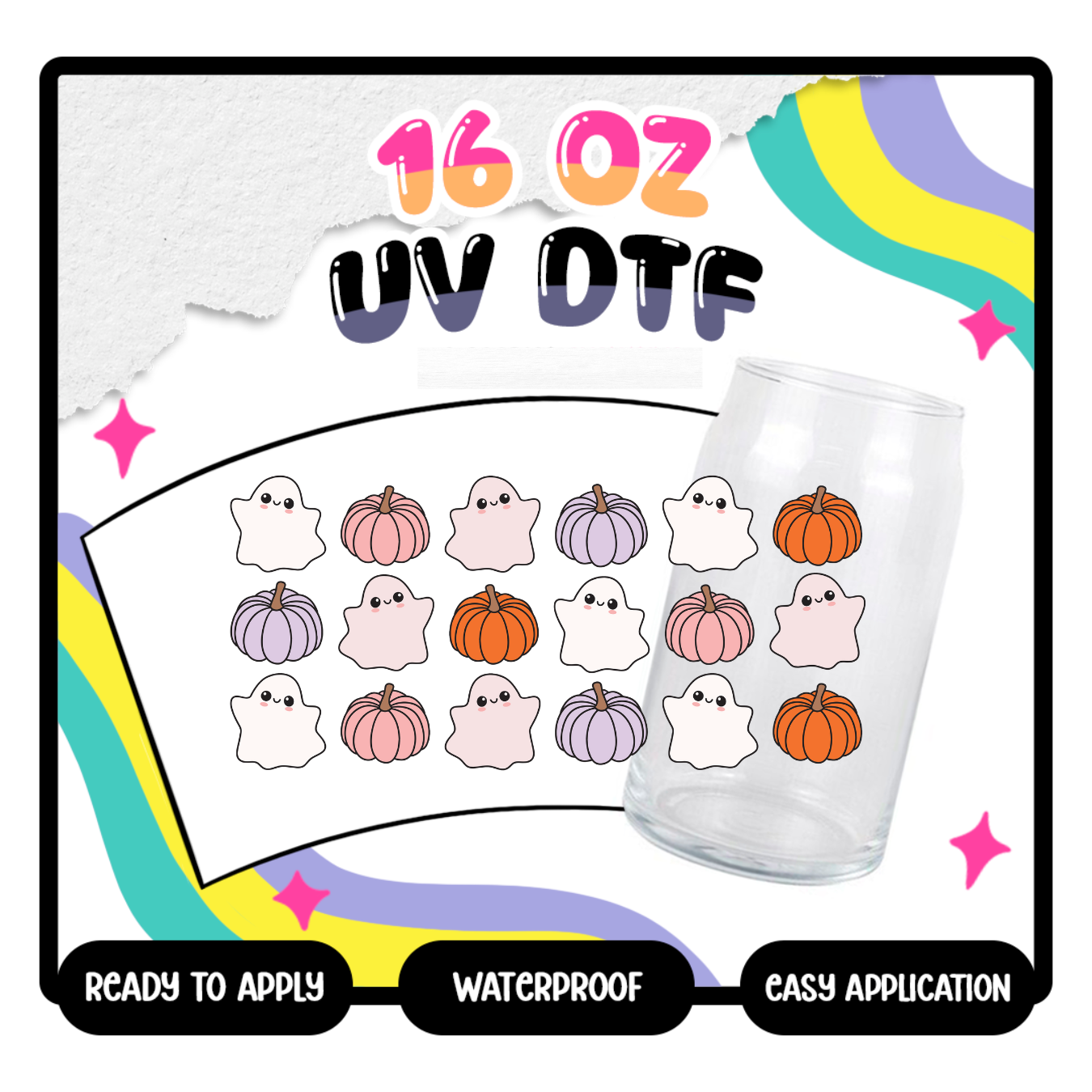 Pumpkin Ghosts - 16 oz Glass Wrap