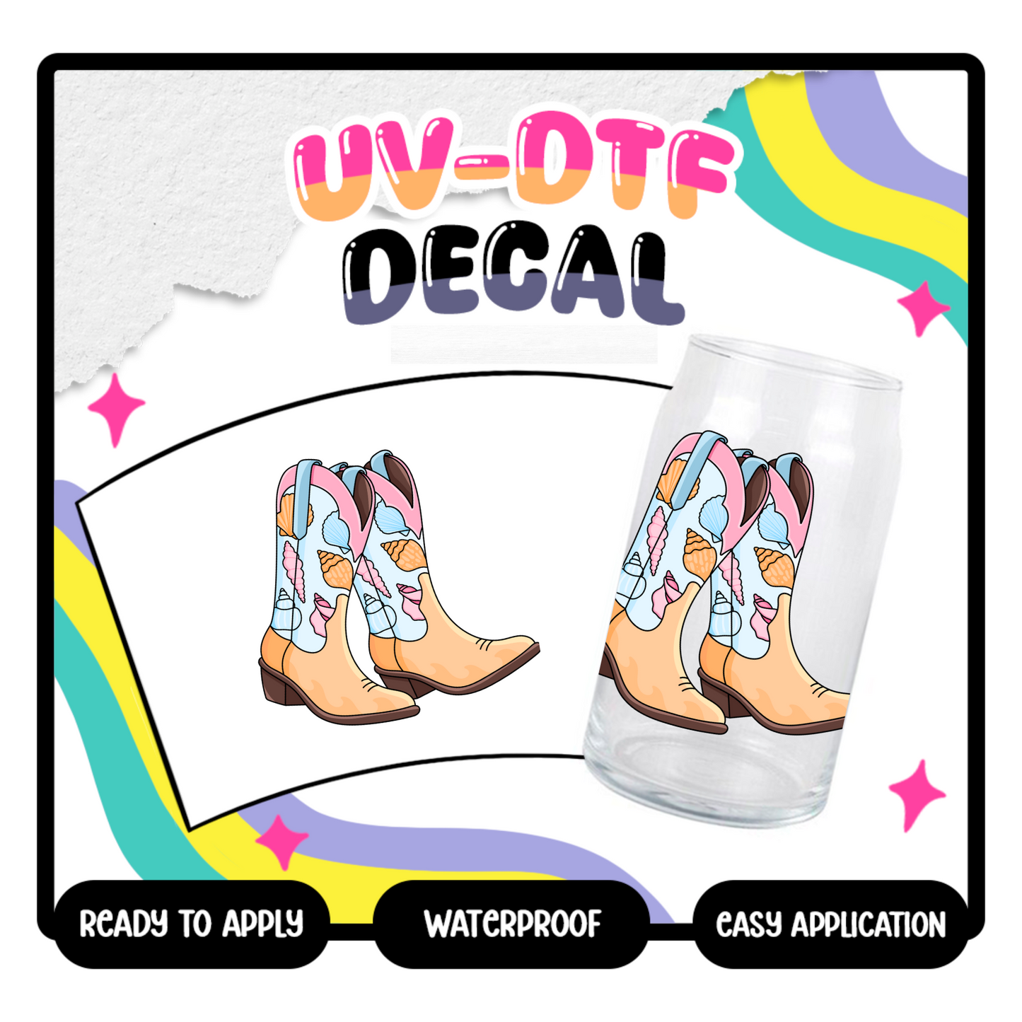 Beach Cowgirl- 4 in UV DTF DECAL
