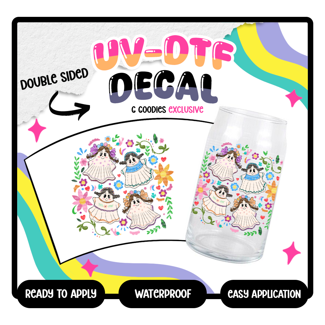 Mexican Doll Ghosts - 4 in UV DTF Decal Exclusive ( Double Side)