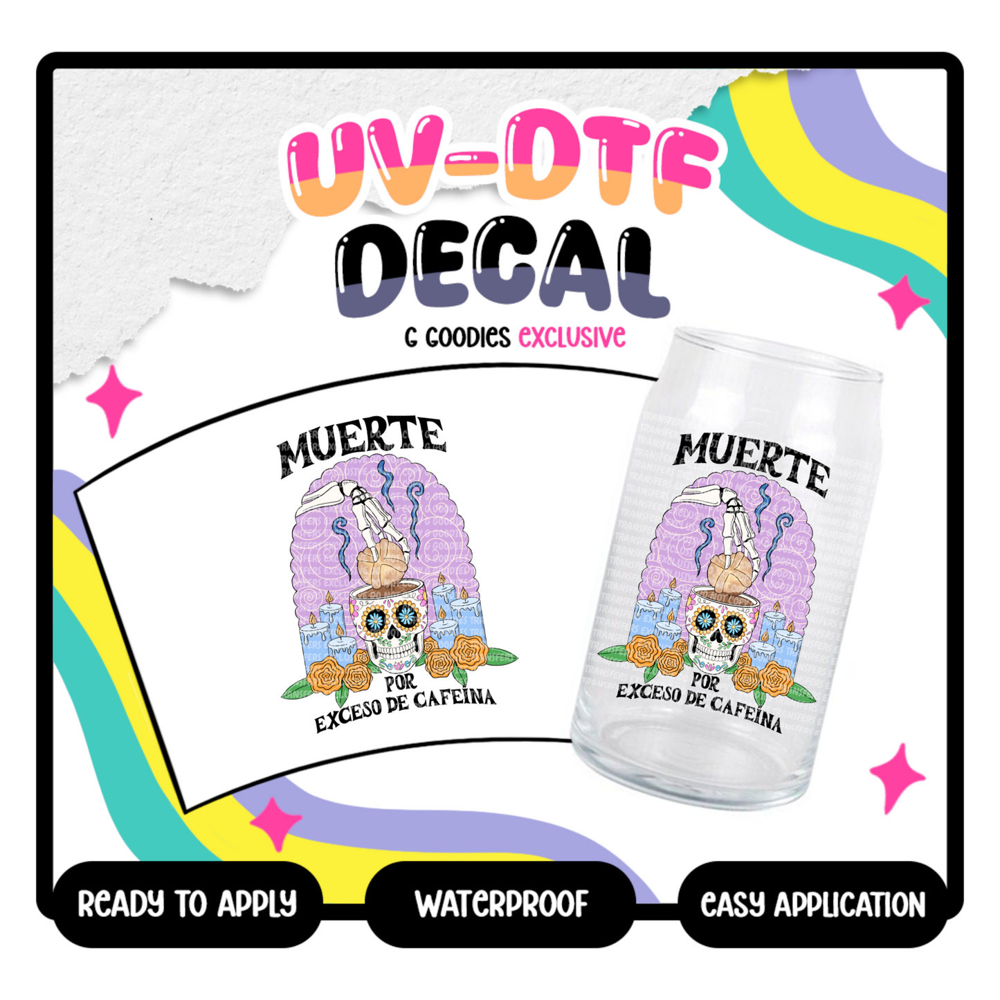 Muerte Por Exceso De Cafeina - 4 in UV-DTF Decal