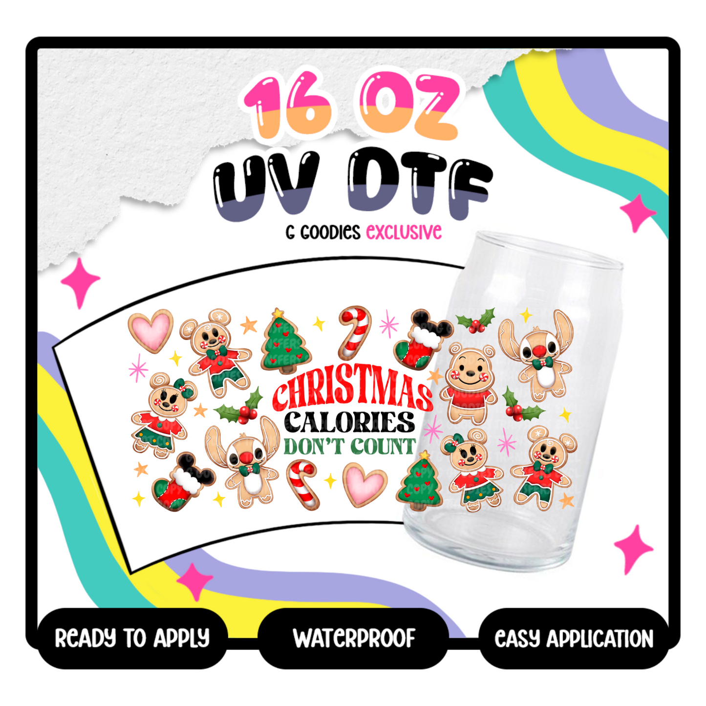 Xmas Gingerbread Calories - 16 oz Glass Wrap Exclusive