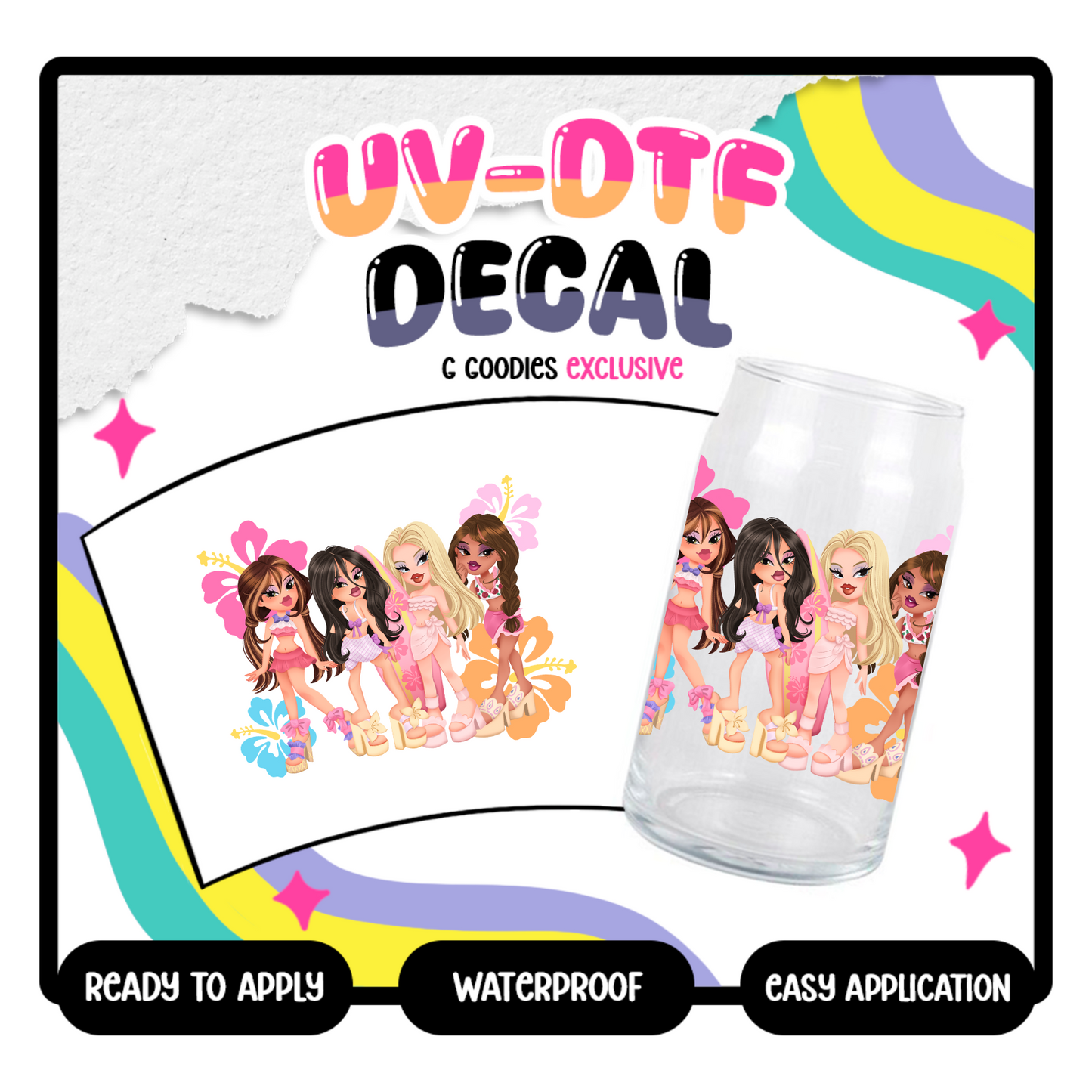 Bratty Beach - 4 in UV DTF DECAL EXCLUSIVE