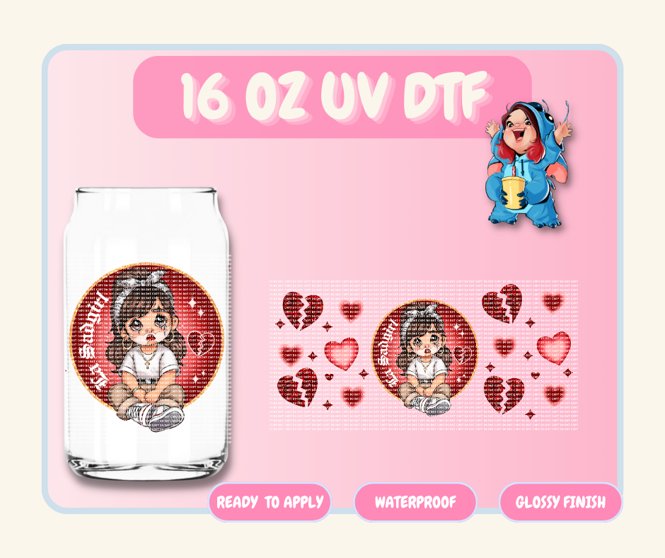 (RED) La Sadgirl - 16 oz Glass Wrap