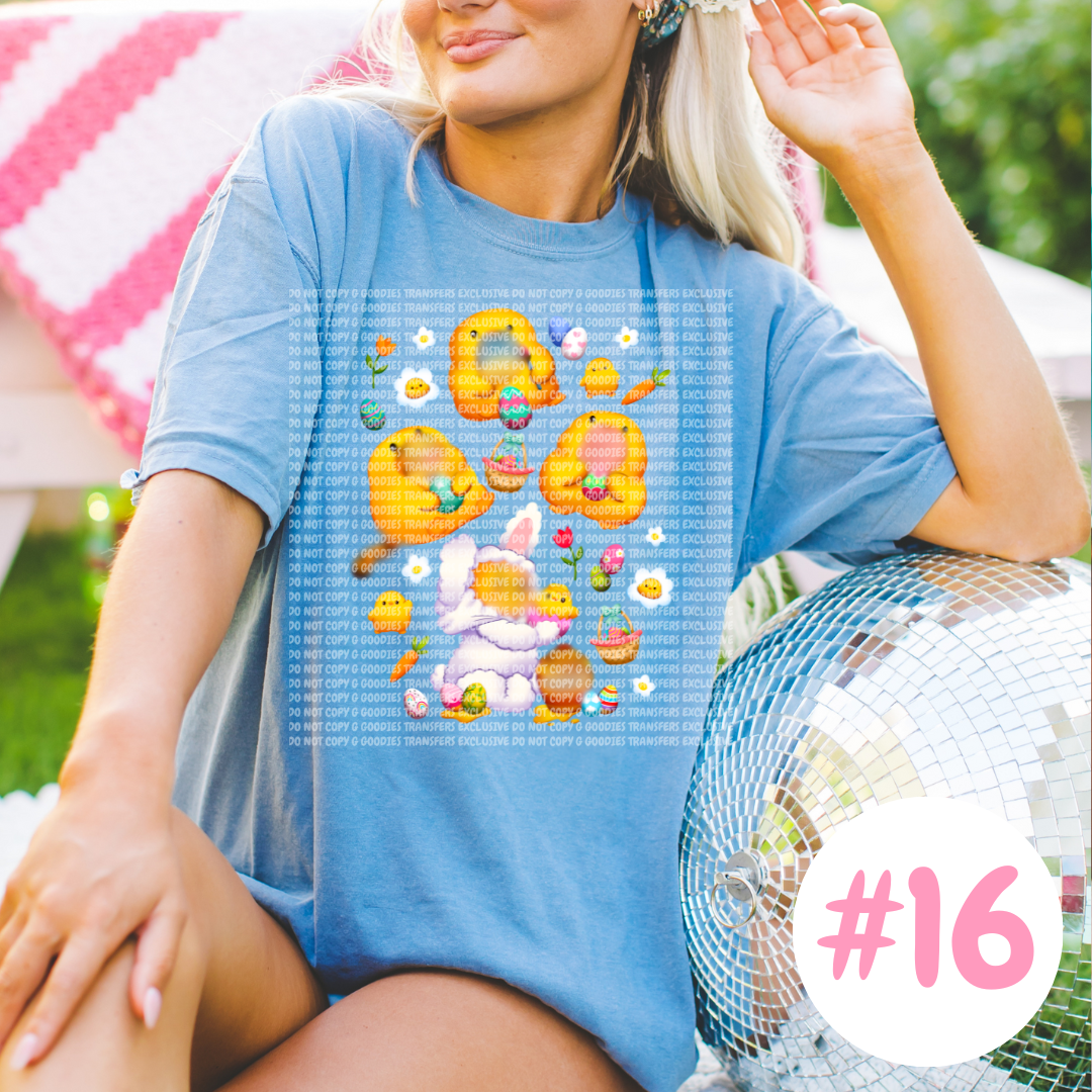 #16 Chicks And Bunny Bear Friends - Clear Film Screen Print EXCLUSIVE