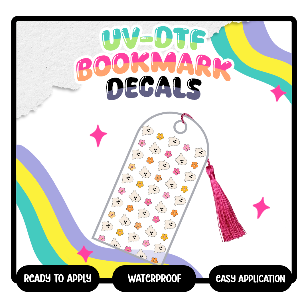 Floral Ghost - UV-DTF Bookmark Decal (Double Sided)