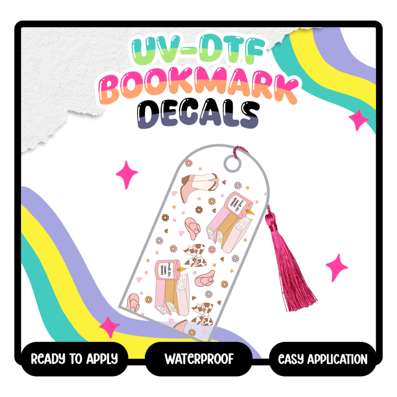 Cowboys Romance - UV-DTF Bookmark Decal (Double Sided)