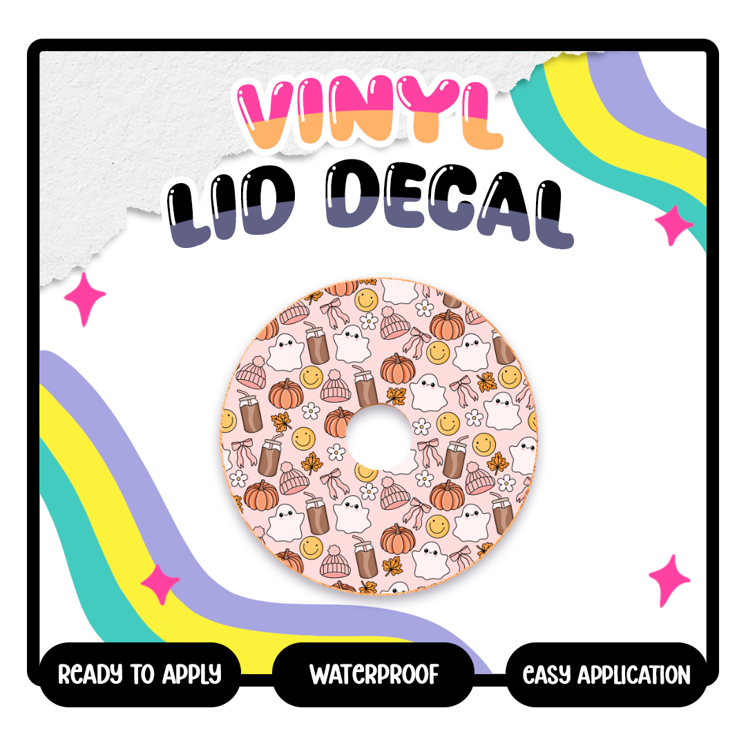 Coffee Fall Girly - Vinyl Lid Decals