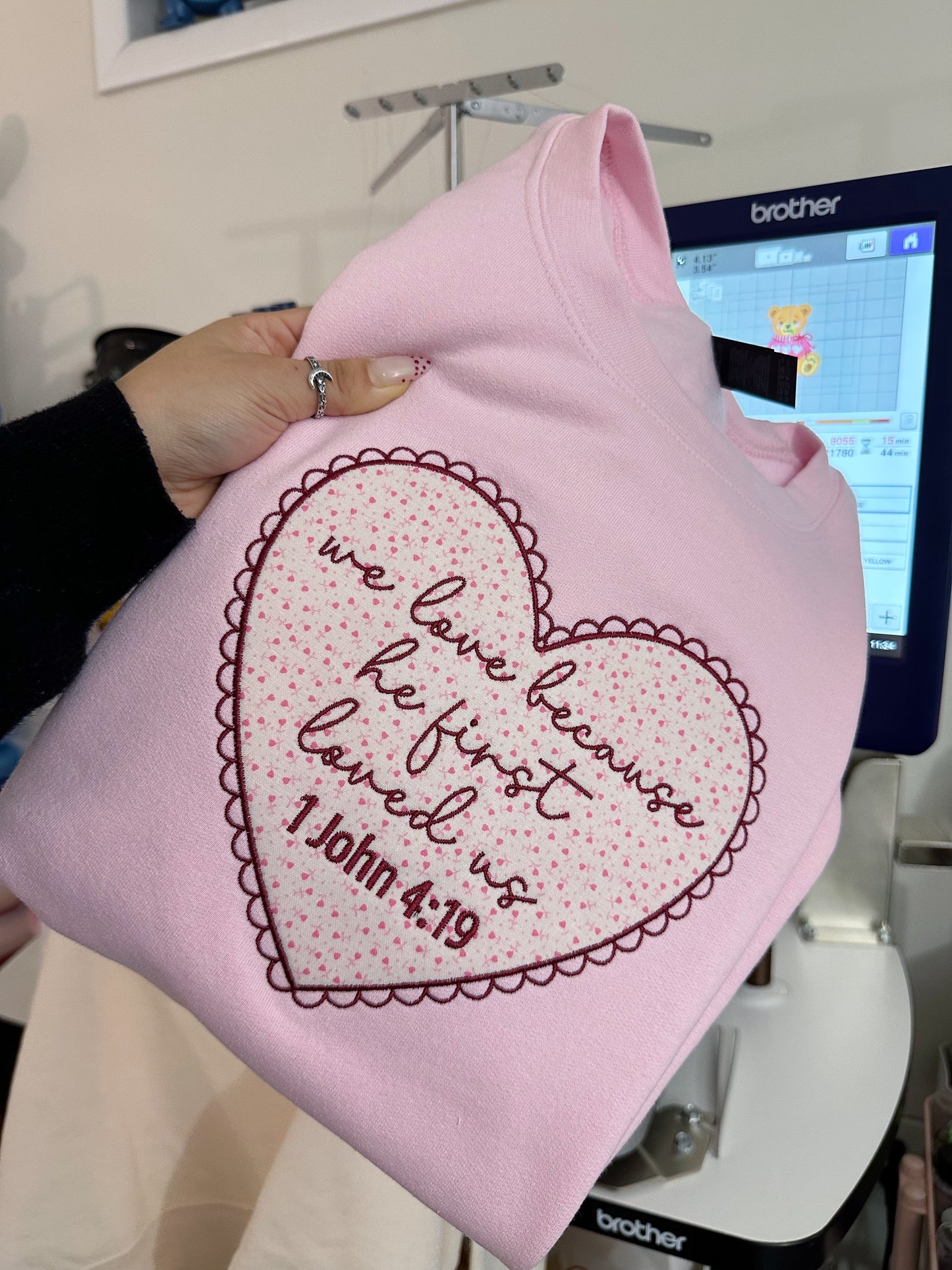 1 John 4:19 - Embroidered Crewneck