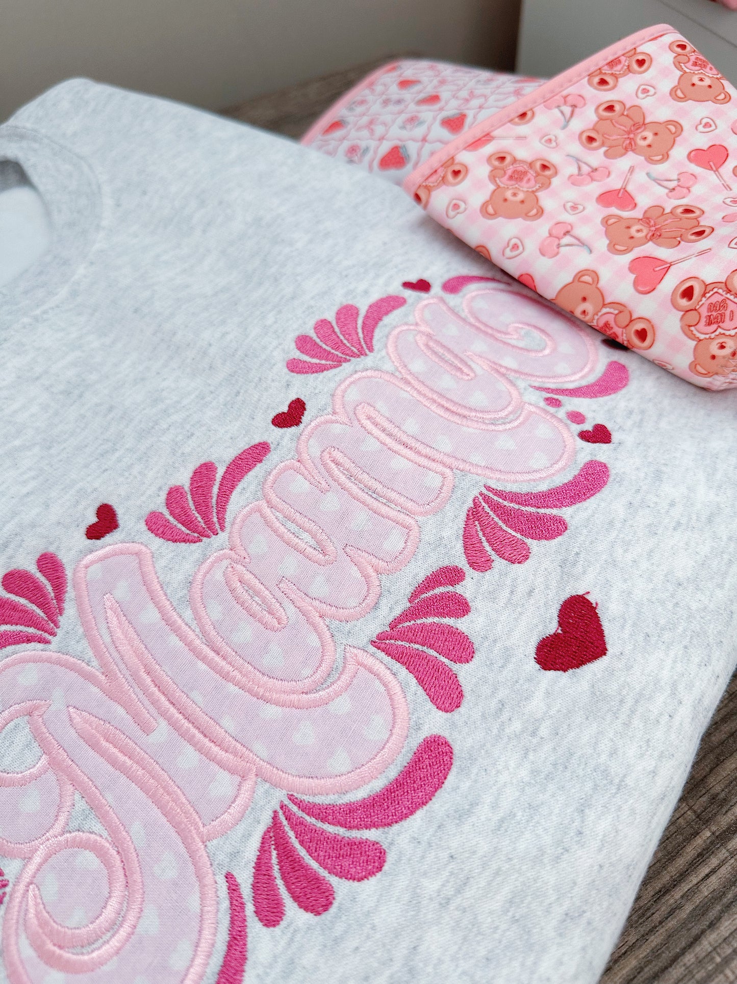 Mama Talavera Pink Hearts - Embroidered Crewneck