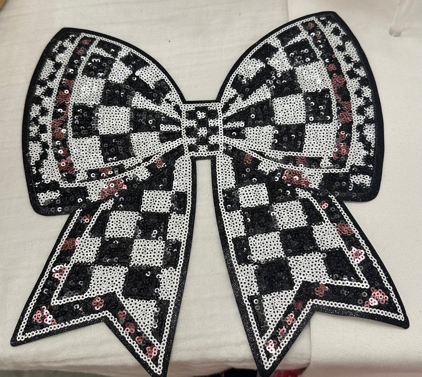 Checkered Bow - Sequin Patch