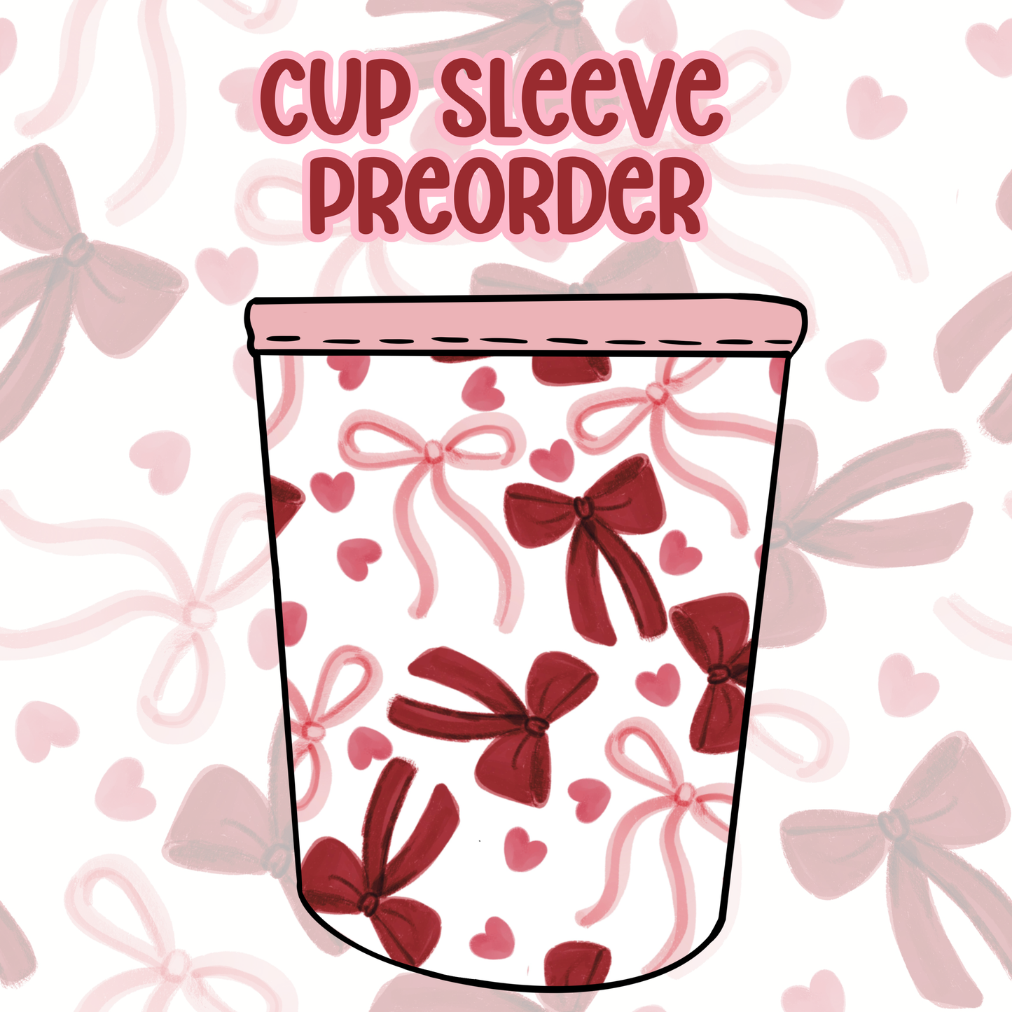 Pink/ Red Bows - Cup Sleeve