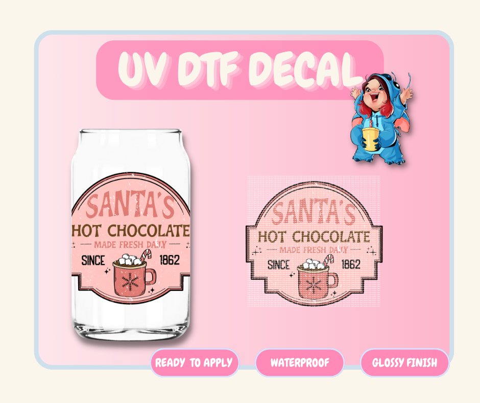 Santa's Hot Choco - 4 in UV DTF DECAL