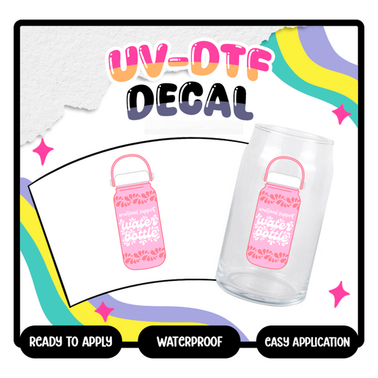 PINK Emotional Support Water Bottle  - 4 in UV-DTF Decal