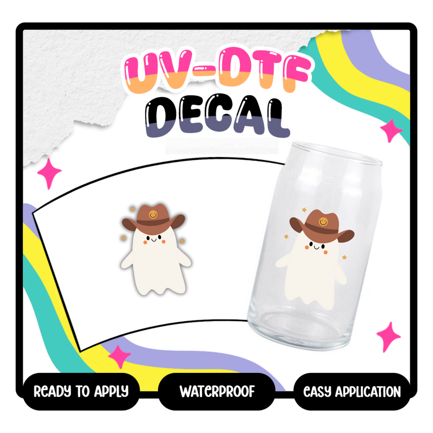 Cowboy Boo - 4 in UV-DTF Decal