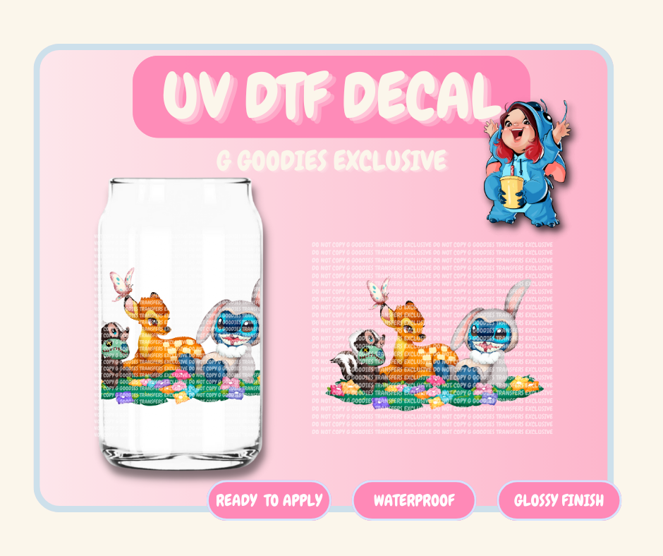 Alien and Deer Friends - 4 in UV DTF DECAL EXCLUSIVE