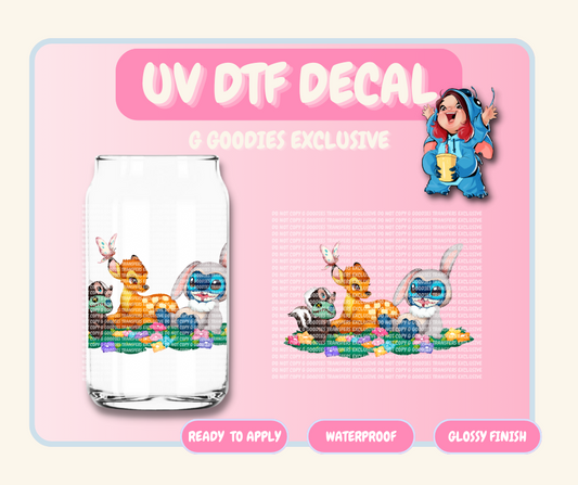 Alien and Deer Friends - 4 in UV DTF DECAL EXCLUSIVE