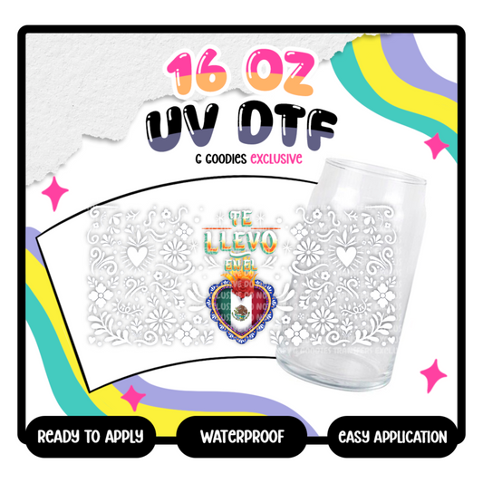 WHITE Te Llevo En El Corazon - 16 oz Glass Wrap Exclusive