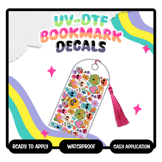 Colorful Sugar Skulls - UV-DTF Bookmark Decal (Double Sided)