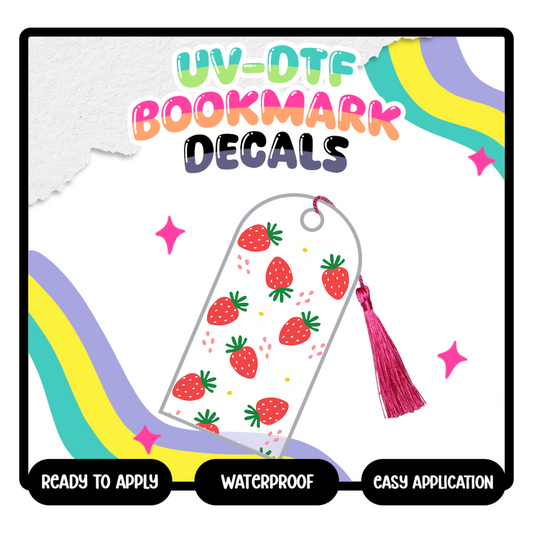 Strawberries - UV-DTF Bookmark Decal (Double Sided)