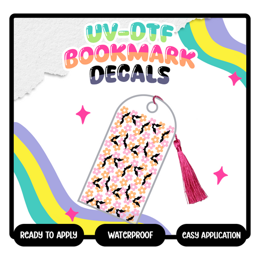 Floral Bats - UV-DTF Bookmark Decal (Double Sided)