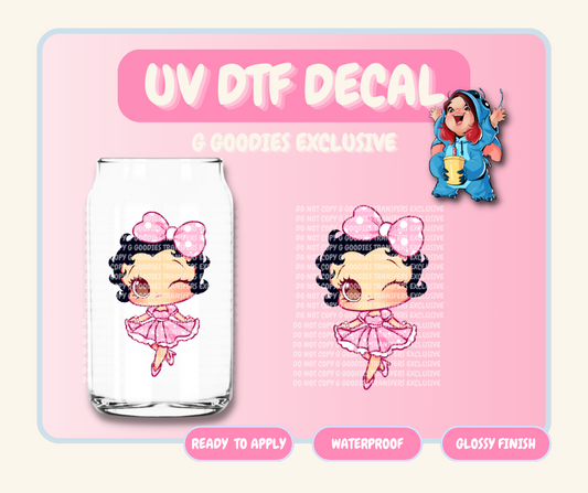 GIrly Chibi B Boop - 4 in UV DTF DECAL EXCLUSIVE