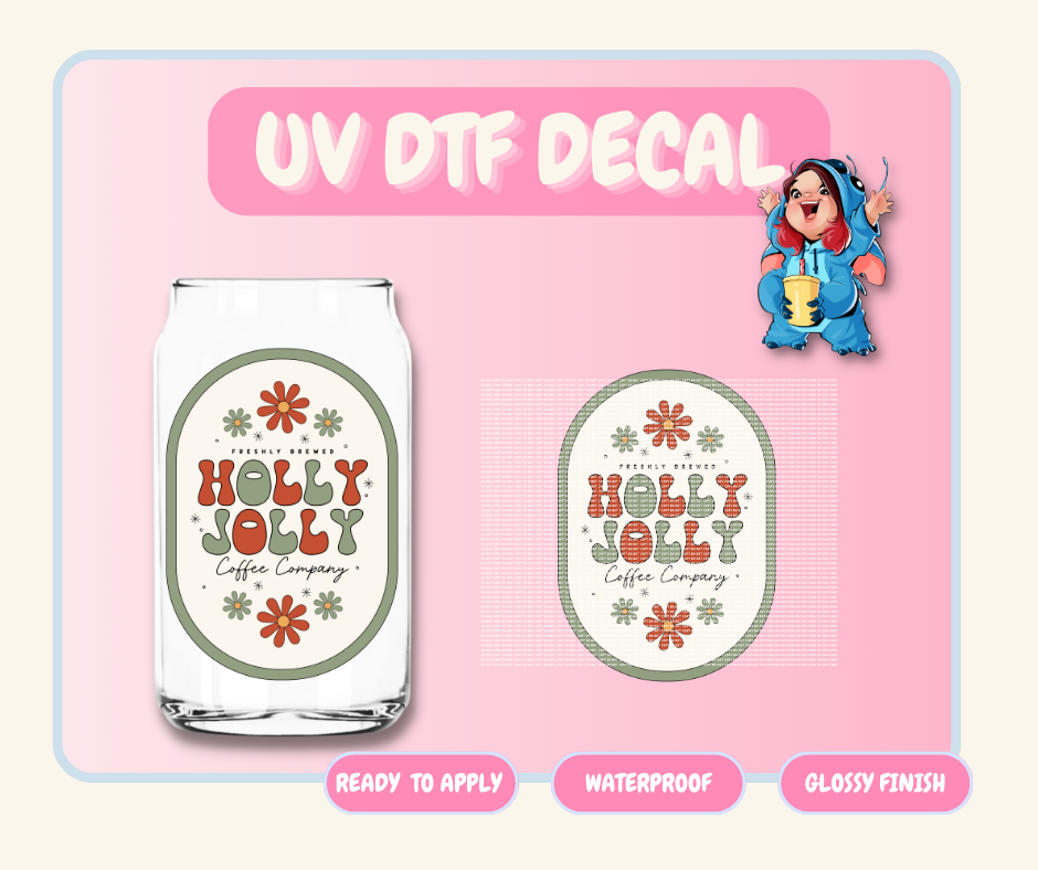 Holly Jolly Coffee Co - 4 in UV DTF DECAL