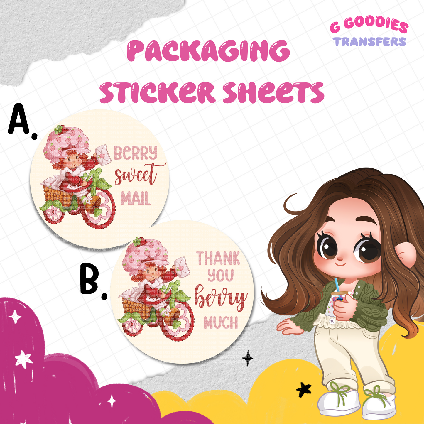 Circle Fresa Berry - Sticker Packaging Sheets (100 Stickers)