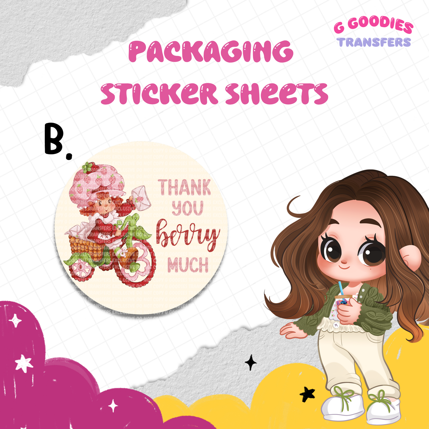 Circle Fresa Berry - Sticker Packaging Sheets (100 Stickers)