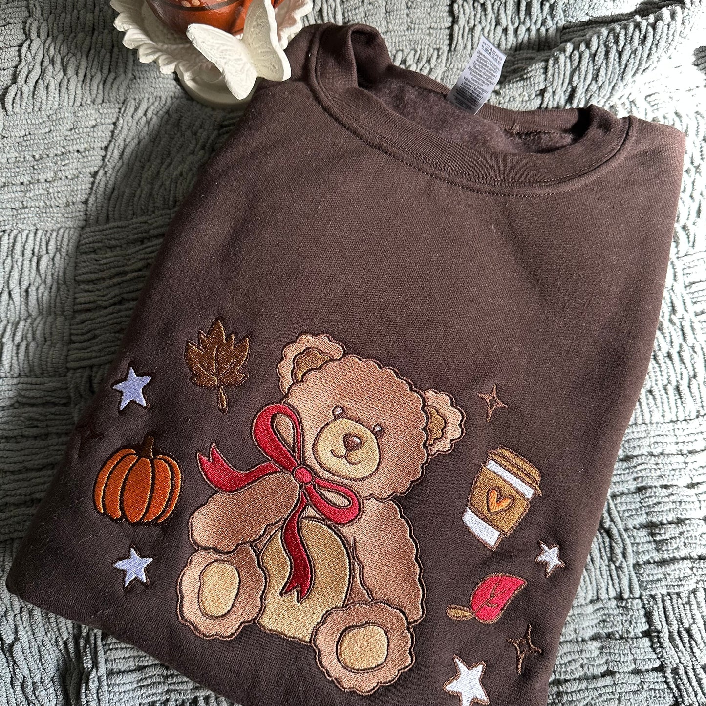 Fall Bear Embroidered Crewneck