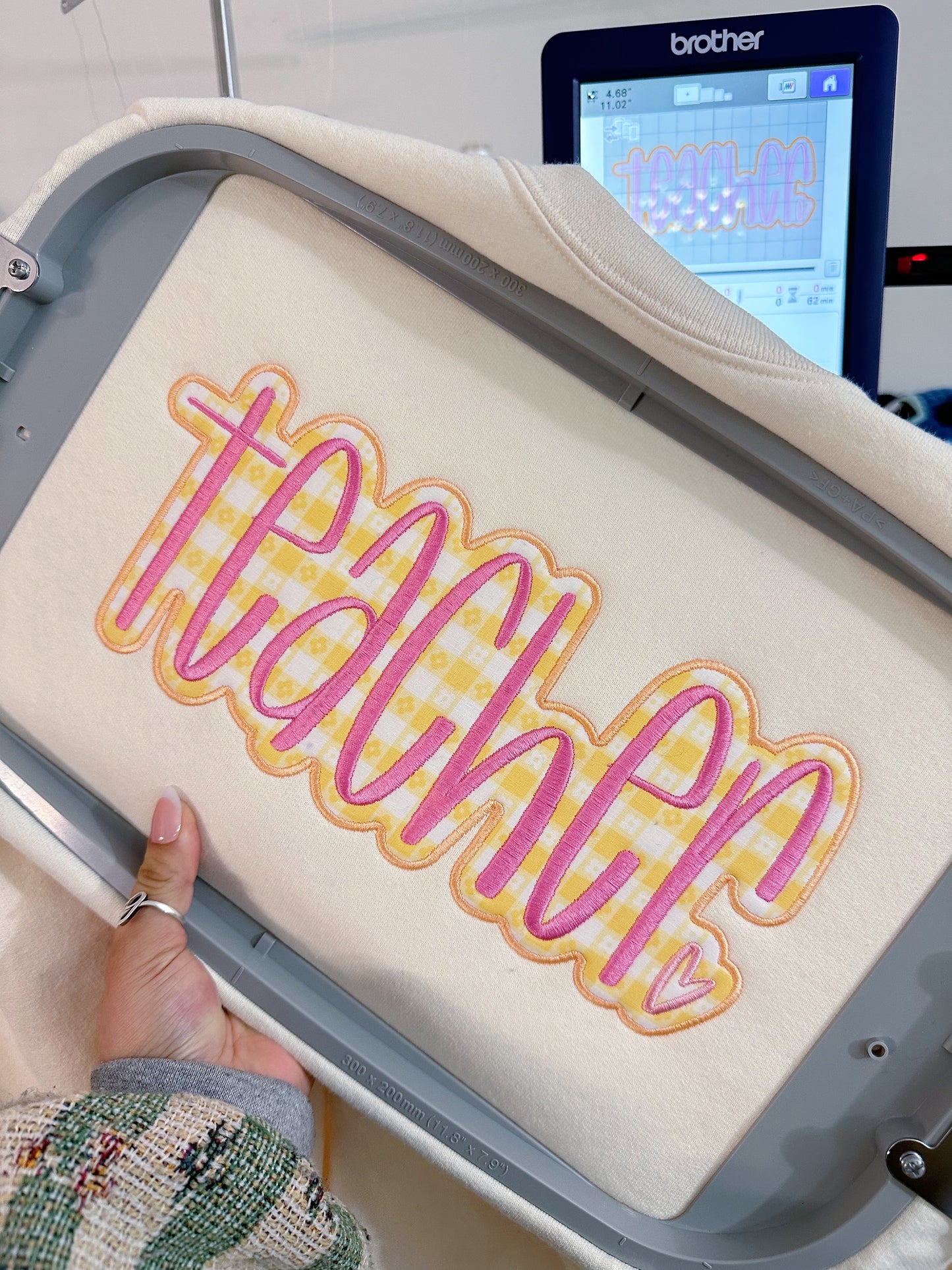 Teacher Appliqué Embroidered Sweater