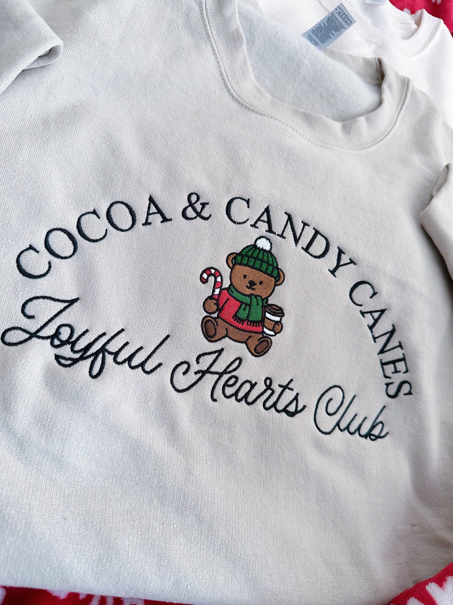 Cocoa & Candy Cane Embroidered Crewneck