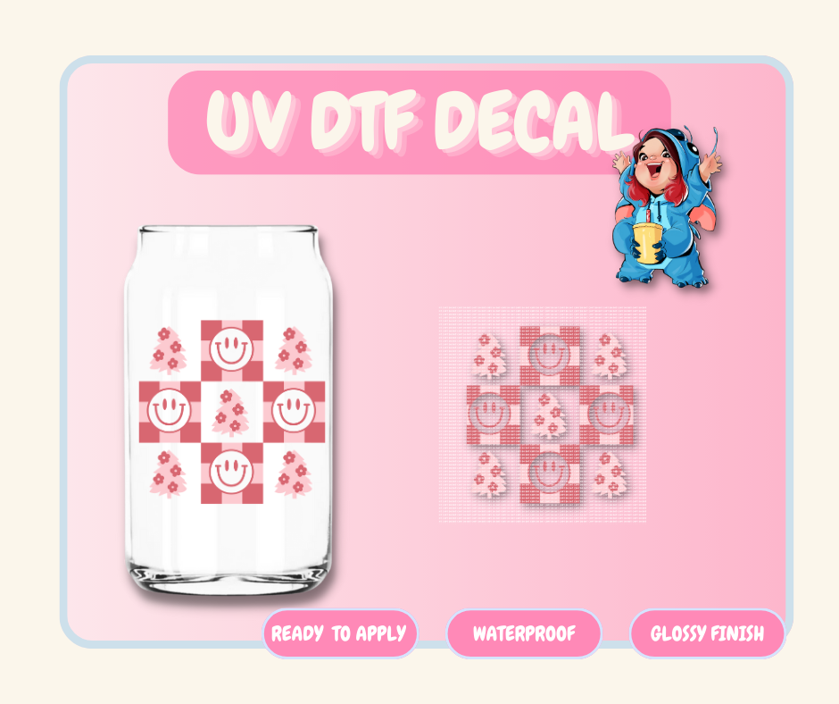 Checkered Xmas - 4 in UV DTF DECAL