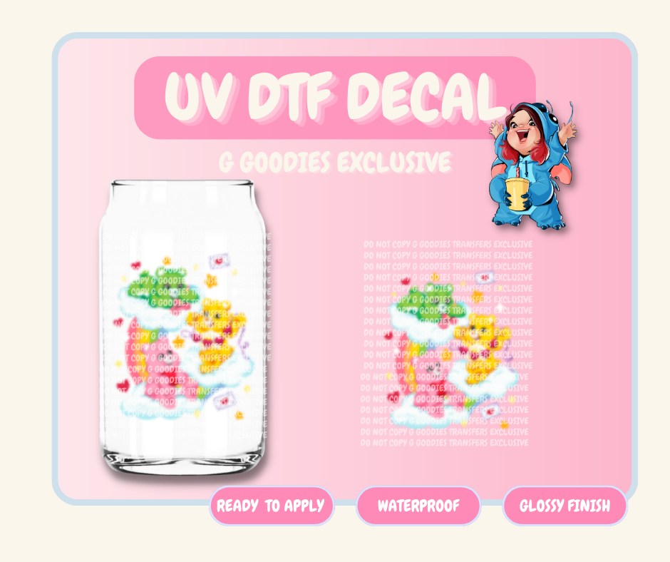 V - Day Caring Bears - 4 in UV DTF DECAL EXCLUSIVE